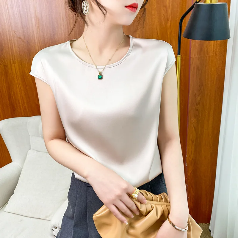 

Женская атласная футболка с коротким рукавом, свободный крутой Шелковый Топ большого размера на одно плечо, весна-лето 2021