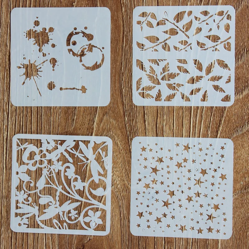 DIY Photo Album Journal Accessories Hollowed Out Eiffel Tower Hot Air Balloon Angel Flower Vine Graphics Painting Stencils | Канцтовары