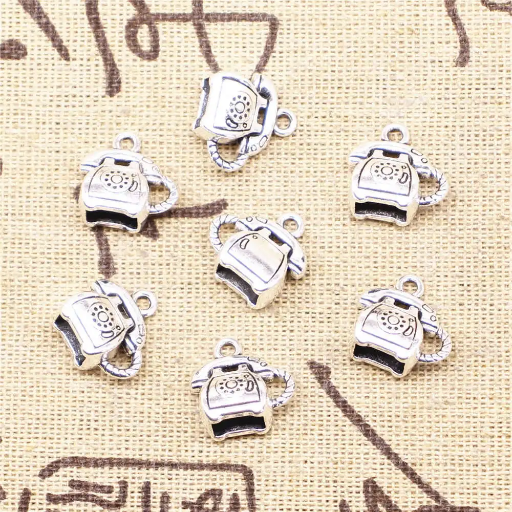 

Diy Jewelery Pendants Charm For Jewelry Making 15x15mm Phone Charms Antique Silver Color 20pcs