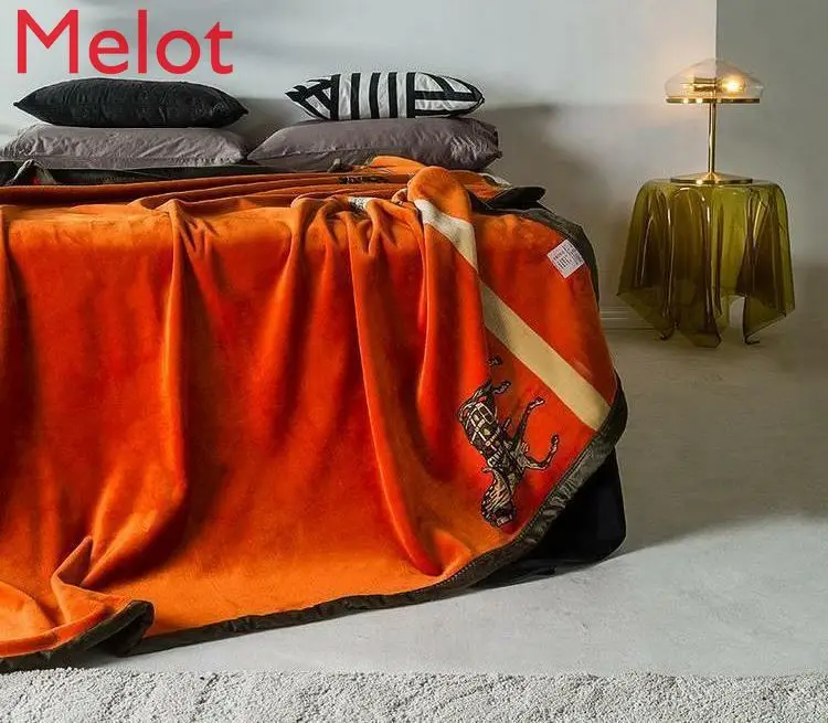

Luxury Flannel Printed Blanket Double-Sided Thickened Warm Super Soft Multifunctional Blanket High Quality Decorative Blanket