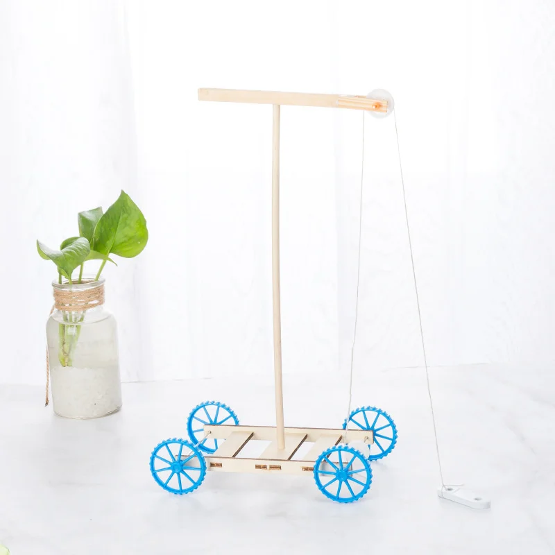 

Wooden Creative DIY Technology Gravity Power Car Physical Toys For Children Early Learning Education Gravity Trolley Science Toy