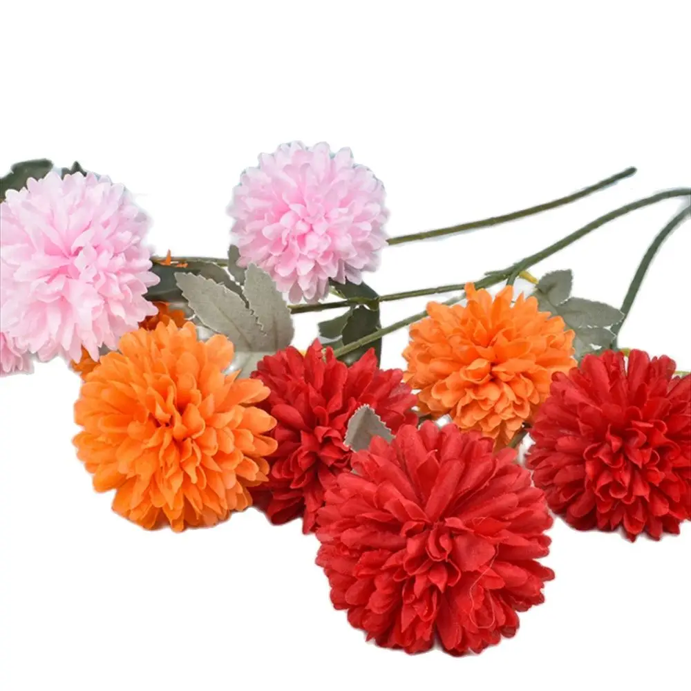 

3 heads 1 bunch of artificial flowers silk ball chrysanthemum home vase wedding party prom decoration living room fake flowers