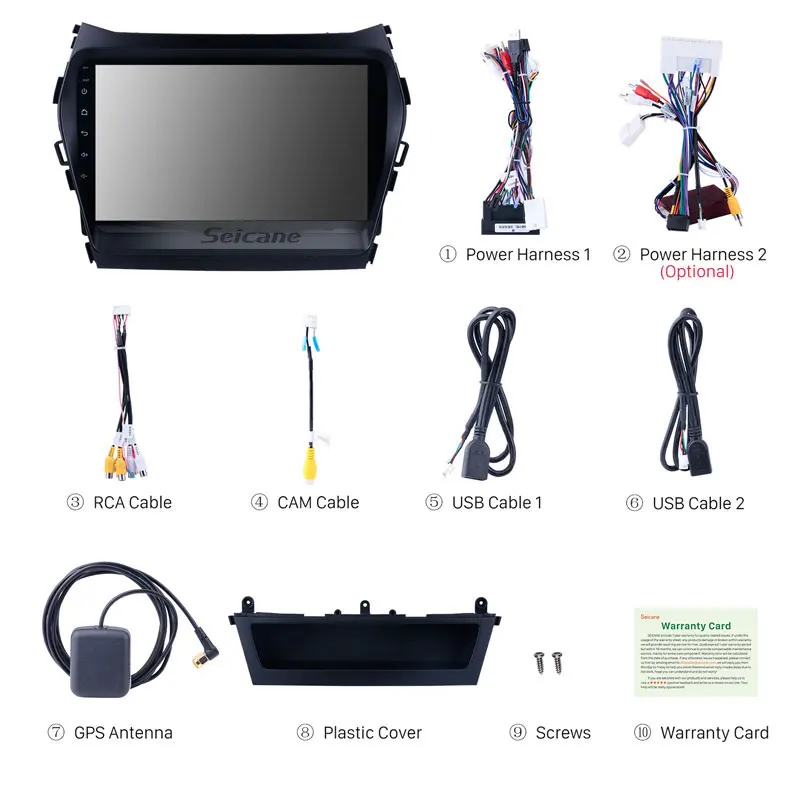 Seicane 9 дюймов Android 0 автомобильный мультимедиаплеер для 2013 2017 Hyundai IX45 SantaFe 2Din авто