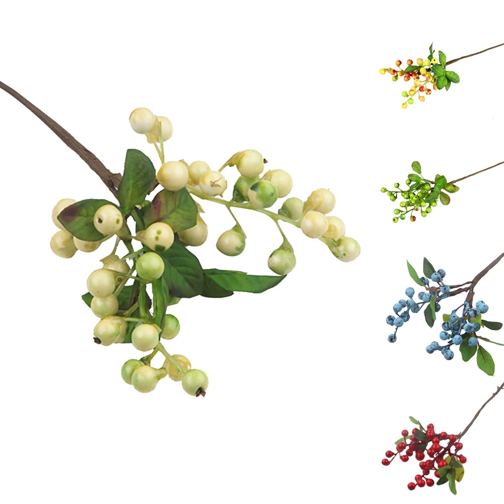 

1 Piece Artificial Flowers Berry Latex Real Touch Fruits Wedding Decoration Simulation Flowers Xmas Home Garden Artificial Plant