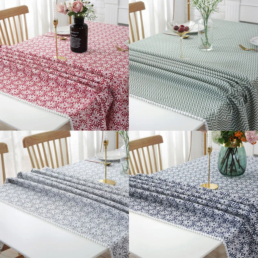 Скатерти из полиэстера в пасторальном стиле с волнистыми цветами Пылезащитная