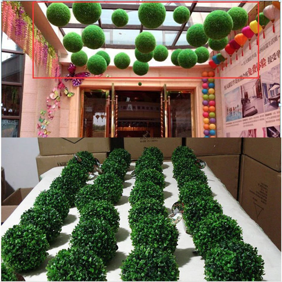Из 2 предметов большой размер зеленое искусственное растение Бал Дерево Топиарий