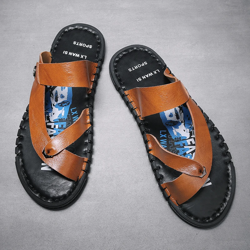 

Sandale Homme Cuir Men Sandals Male Shoes Summer Beach Slippers For 2020 Couple Wear Sandel Sandalias Para Hombre