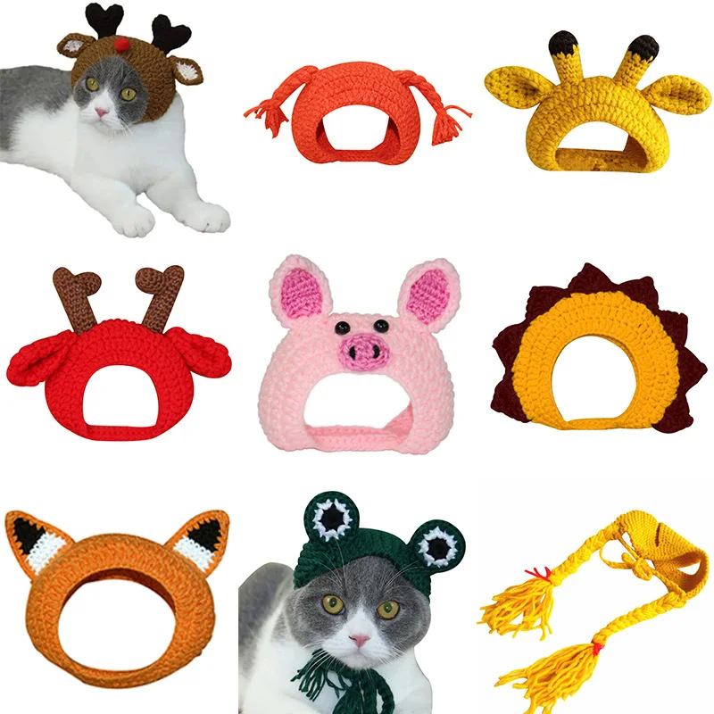 Новинка 2019 вязаные шапки для домашних животных теплые в форме кота собаки