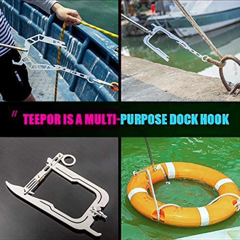 

Professional Telescopic Boat Hook Long-Distance Threaded Boat Hook Multi-Function Metal Dock Locking Ring For Grabbing Gear Bags