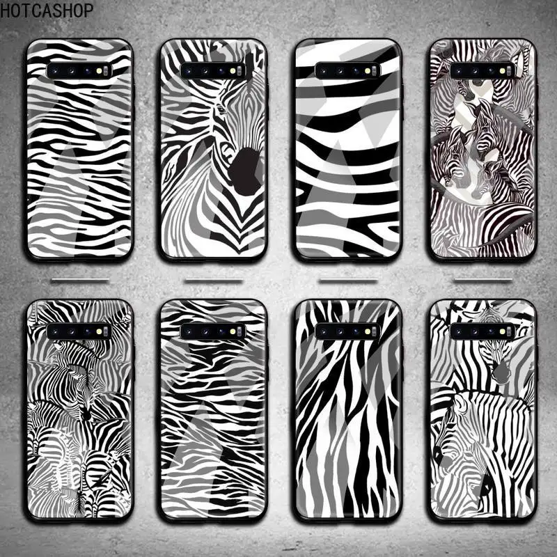 

Fashion Zebra pattern Phone Case Tempered Glass For Samsung S20 Plus S7 S8 S9 S10 Note 8 9 10 Plus