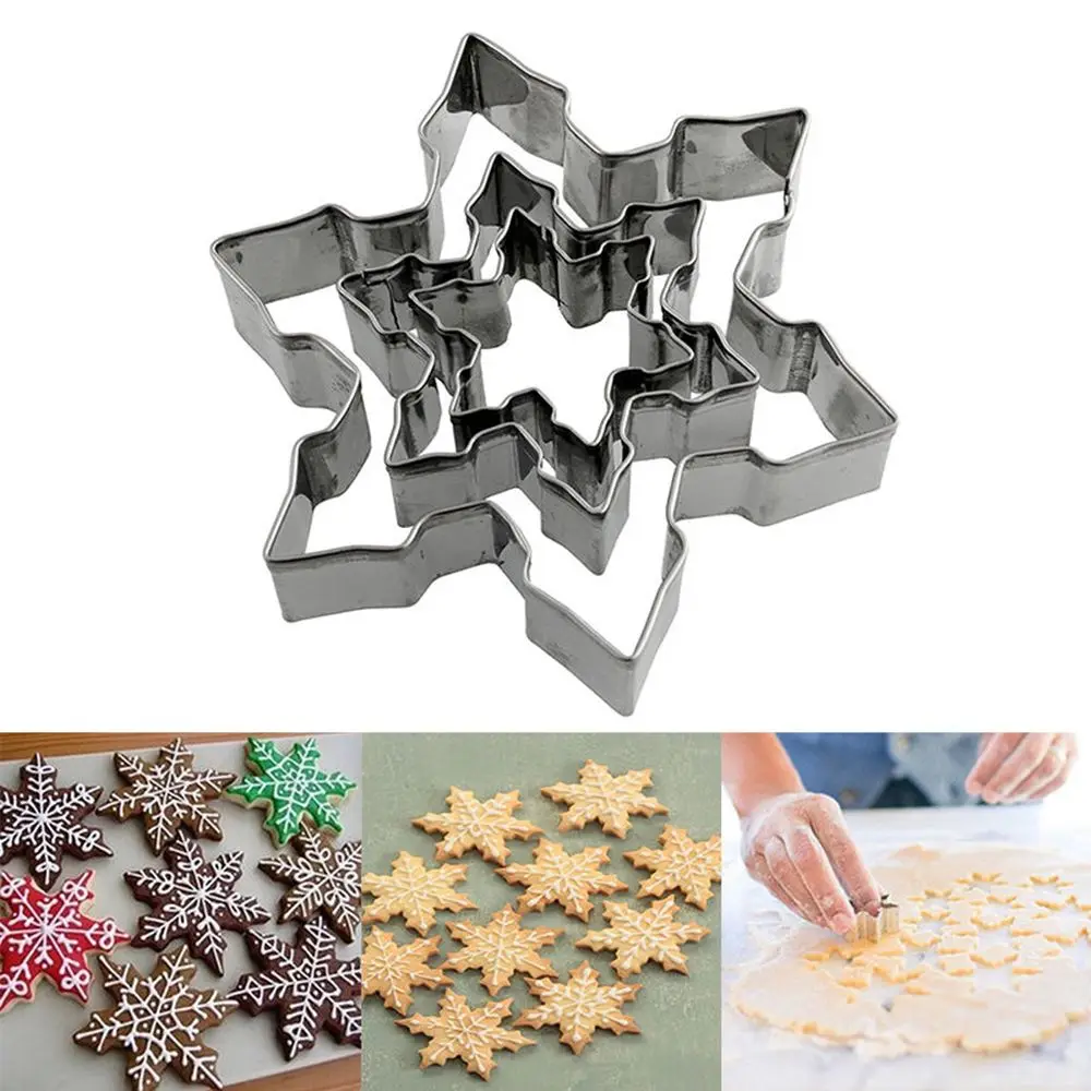 

3 шт./компл. Рождественские снежинки из нержавеющей стали для печенья ножи для тортов кондитерские формы для печенья Форма для глазировки по...
