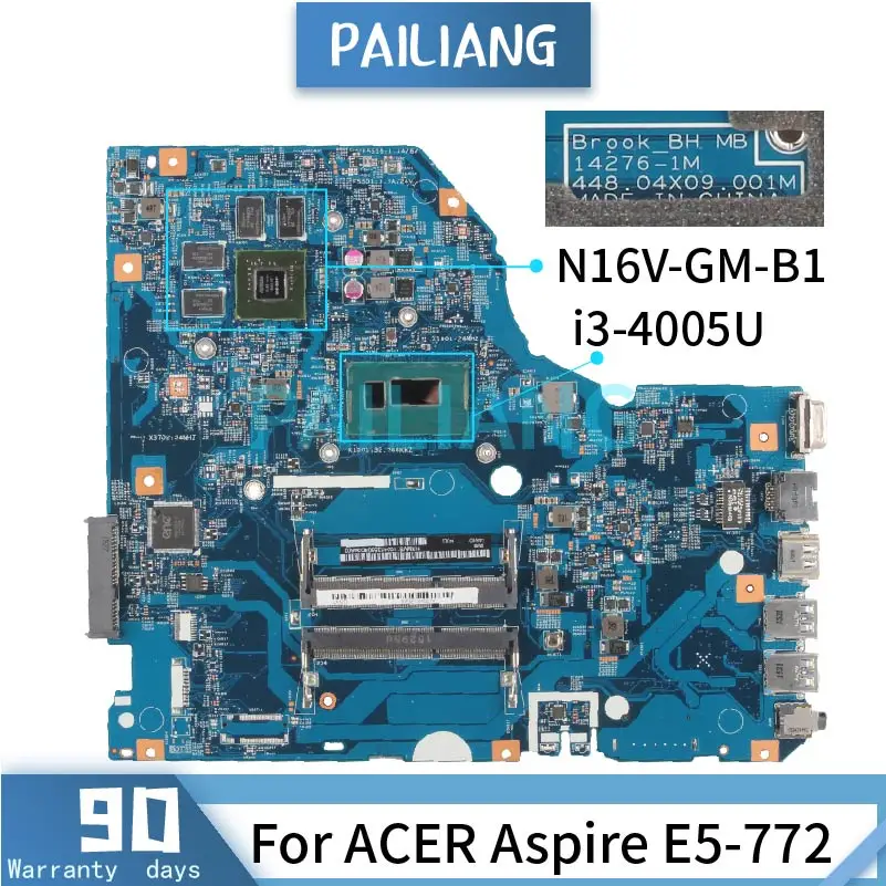 Материнская плата для ноутбука ACER Aspire E5-772 i3-4005U, модель 14276-1M SR1EK, с памятью DDR3, проверена и работает исправно.