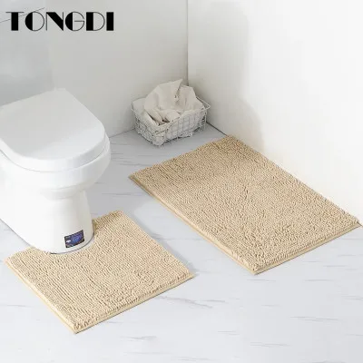TONGDI Bathroom Toilet Carpet Set Mat Chenille Rug Soft Microfiber Elastic Absorbent Sop Non-slip Decoration For Shower Washroom enlarge