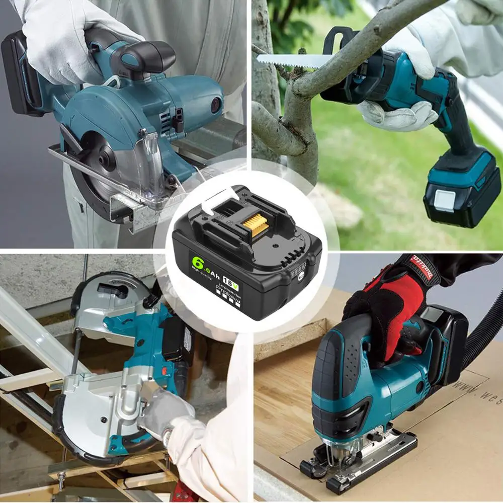 

High quality 18V 6A Rechargeable Battery 6000mah Li-Ion Battery Replacement Power Tool Battery for MAKITA BL1880 BL1860 BL1830