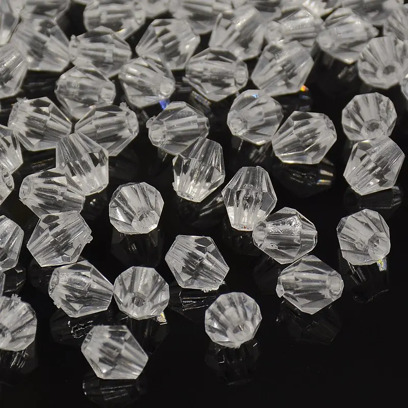 

500g Faceted Bicone Transparent Acrylic Beads Dyed Clear 6mm Hole: 1mm about 4300pcs/500g