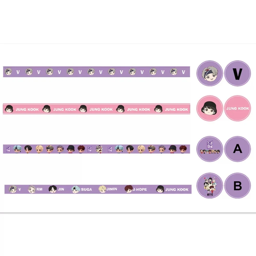 

JCBTSHBulletproof Youth Group K-pop cartoon cute image and paper wide tape student stationery hand account sticker