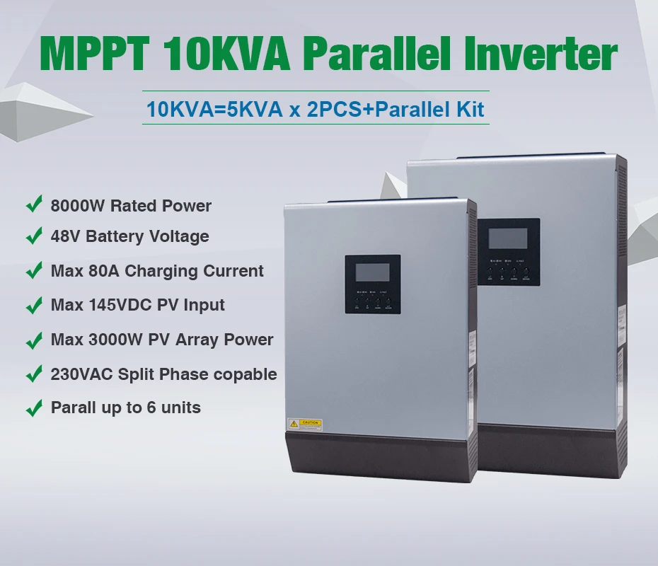 8KW со слежением за максимальной точкой мощности, солнечный инвертор 60A 10KVA Гибридный решеточный Инвертор 48В 220 В немодулированная Синусоидальная волна Гибридный инвертор 60A Батарея Зарядное устройство инвертор