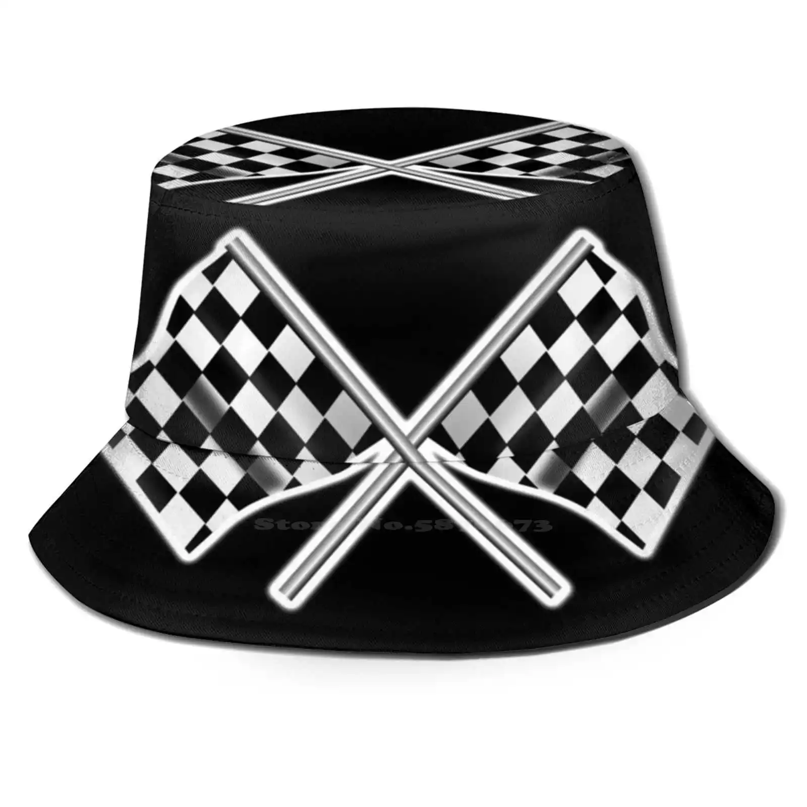 

Race Car Checkered Flag Crossed Motorsport Win Winner Chequered Flag Racing Cars Race On Black Pattern Hats Outdoor Hat Sun Cap