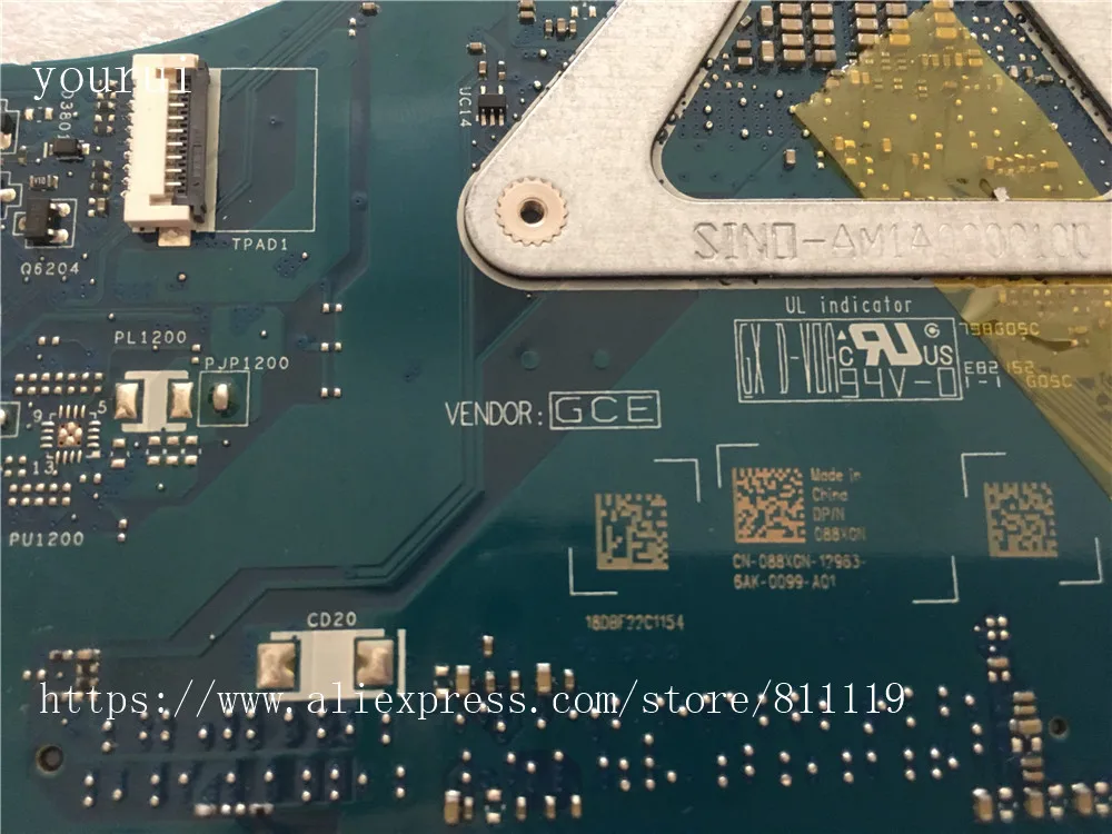 

yourui For Dell inspiron 15 5559 Laptopmotherboard with i3-6100u CPU CN-088XCN 088XCN 88XCN AAL15 LA-D071P Tested ok