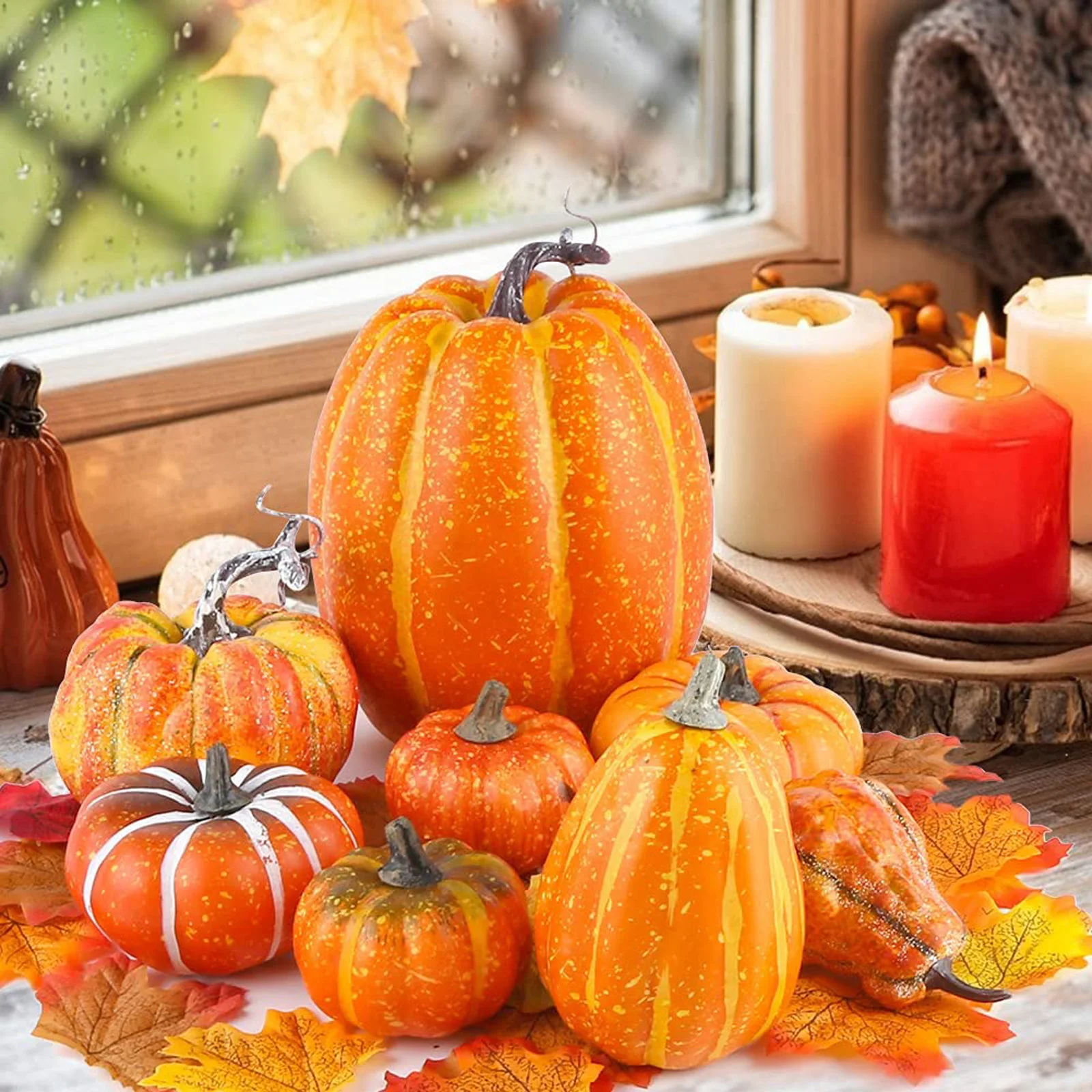 Halloween Decorations Newest Arrival Artificial Pumpkins Maple Leaves Ornament Decorative Artware for Home Shops | Дом и сад