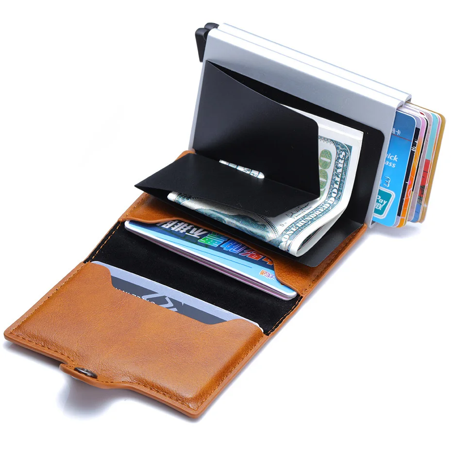 Мужской умный RFID блокирующая защита тонкий держатель для карт кошелек Hasp Rfid