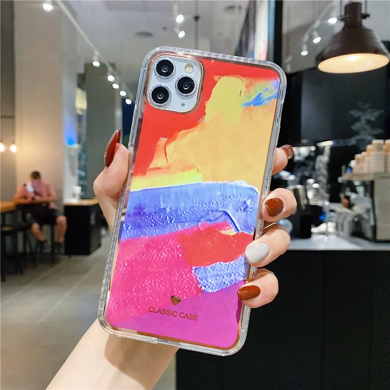 

Luxury Electroplating oil paint Blooming soft Phone Case for iphone 12 Pro Max 11 Pro Max X XS XR 7 8 Plus SE 2020 cover