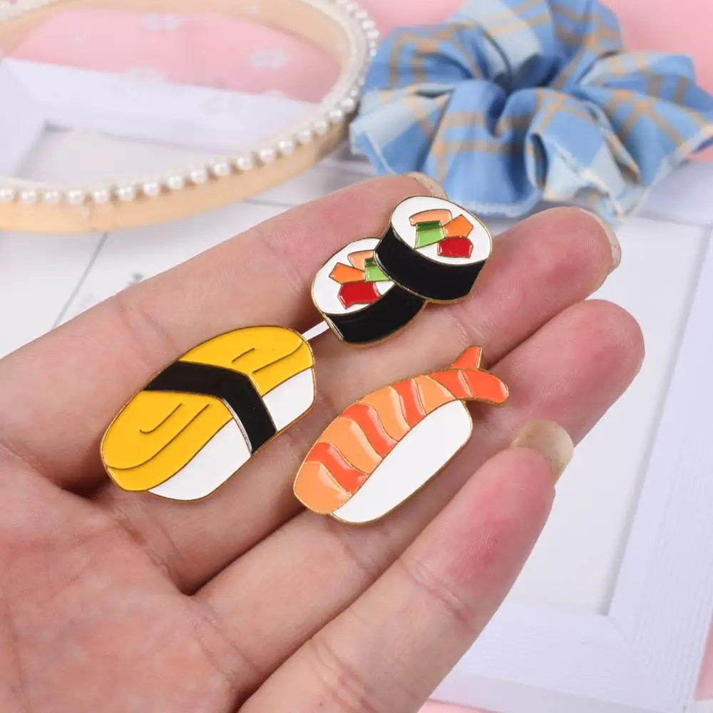 3 шт./компл. мультфильм суши Эмаль Булавка Японская еда брошь металлическая