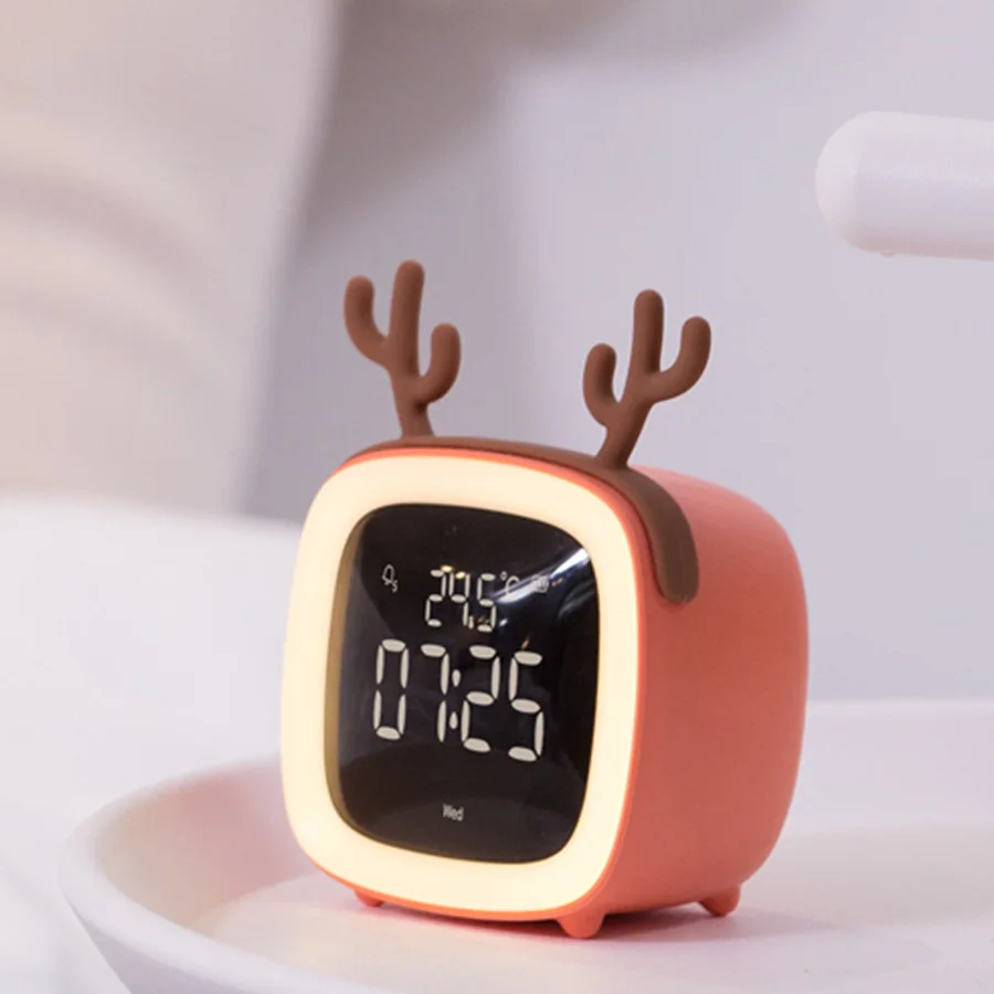 Зеркальный Будильник Электронный милый тихий сон со светодиодной подсветкой