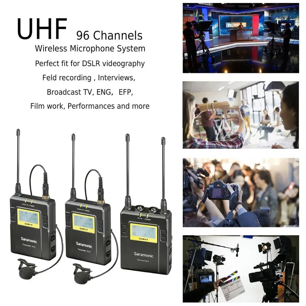 Saramonic UWMIC9 UHF видео вещания интервью петличный беспроводной микрофон системы для Canon Nikon DSLR камеры sony видеокамеры