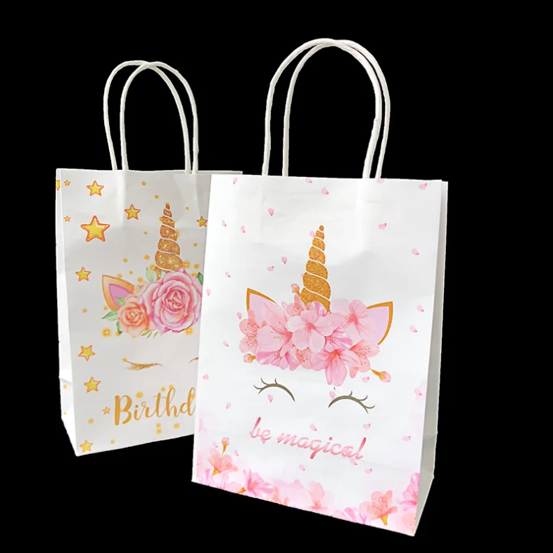 10 шт./лот мультяшный Единорог тематическая сумка для конфет на день рождения тоут