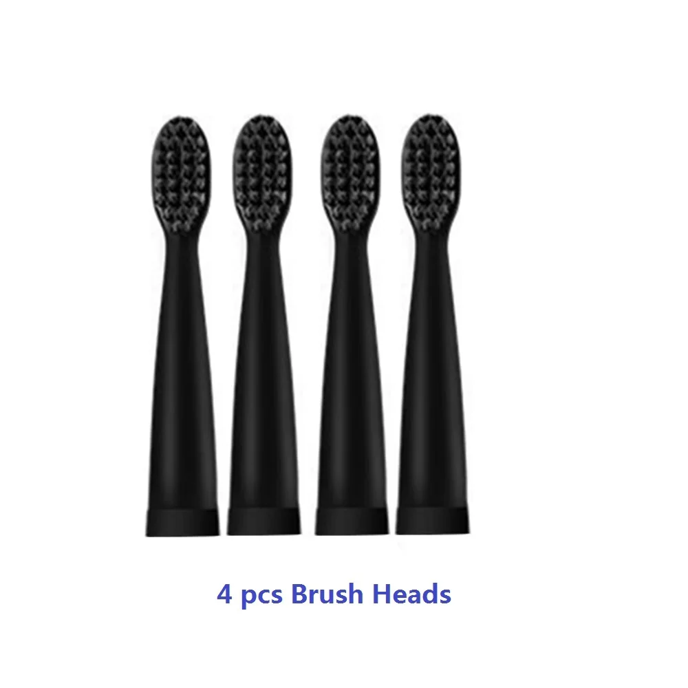 4pcs black Электрическая зубная щетка перезаряжаемая ультразвуковая моющаяся электронная отбеливающая Водонепроницаемая зубная щетка Сменная головка зубной щетки - Цвет: 4pcs black