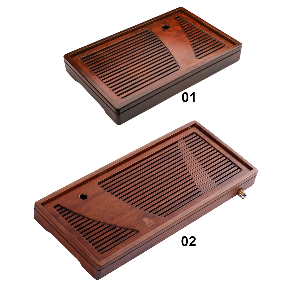 

Rectangle Tea Set-Natural Bamboo Wood Tea Tray-Drainage Water Storage Tea Board Table Chinese Tea Cup Home Accessories