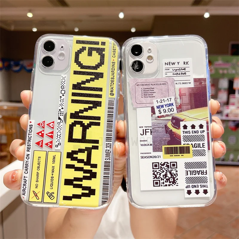 

Чехол для телефона с этикеткой, чехол для Iphone 13 Pro Max, IPhone XR, XS, ярлыки, задняя крышка для 11, 12 Pro MAX, мягкие силиконовые чехлы из ТПУ