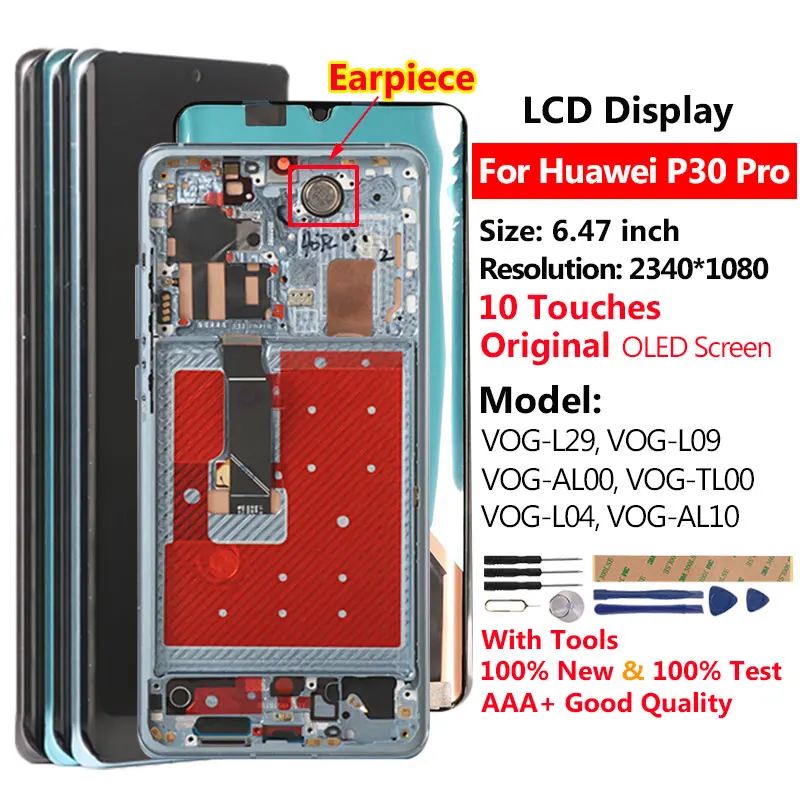 Оригинальный ЖК дисплей Raugee для Huawei P30 Pro VOG L29 L09 L04 10 сенсорный экран P 30 замена