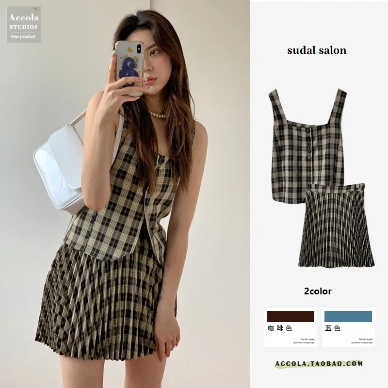 Корейский стиль Instagram маленькая Ретро клетчатая кофта с множеством отделок