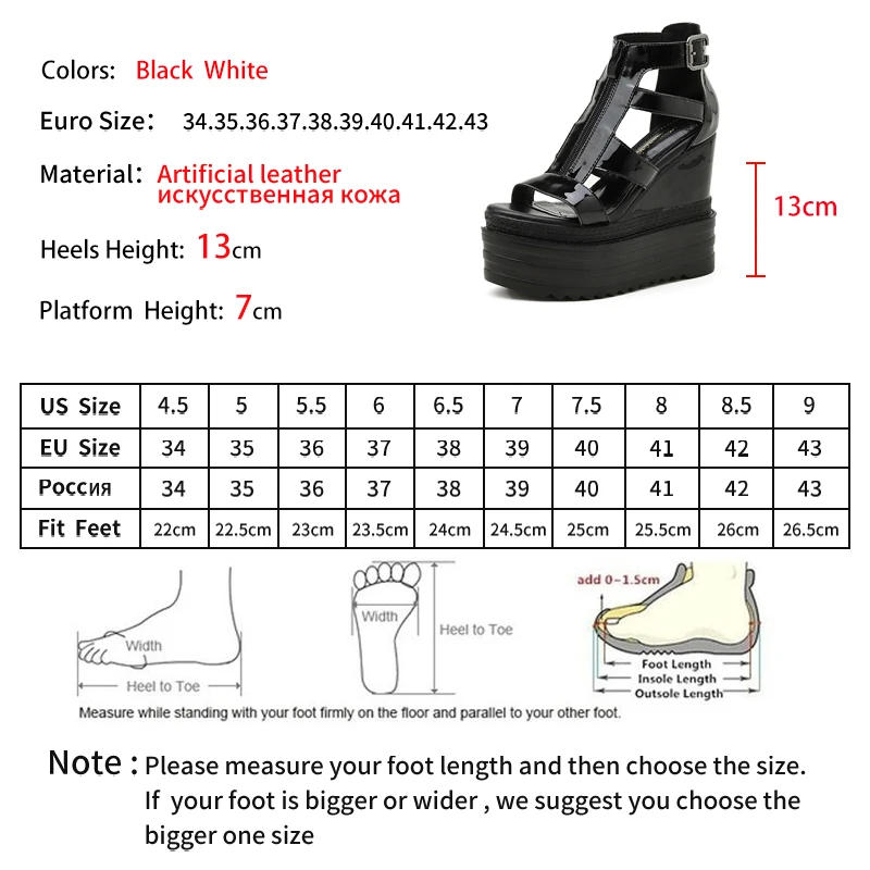 

LEOPARD LAND Summer Platform Shoes Patent Leather Women's Shoes Wedge Super High-heel Roman Platform Black Sandals Women CWF