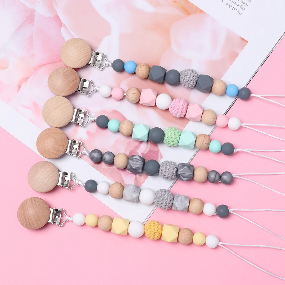 Новинка Детские зажимы пустышка силиконовая деревянная цепочка соска для