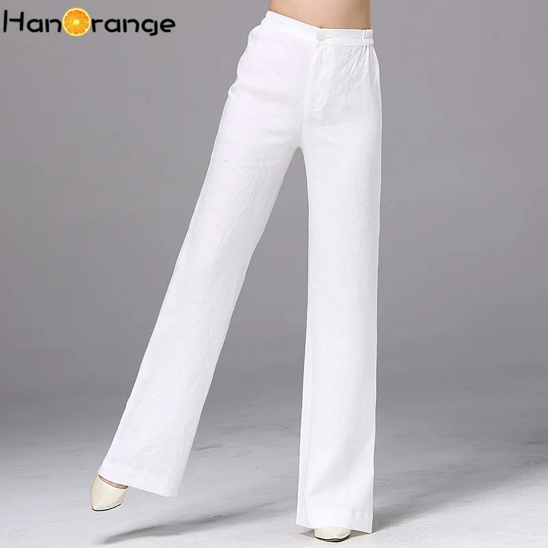 Женские льняные брюки тонкие повседневные из чистого льна на весну и осень