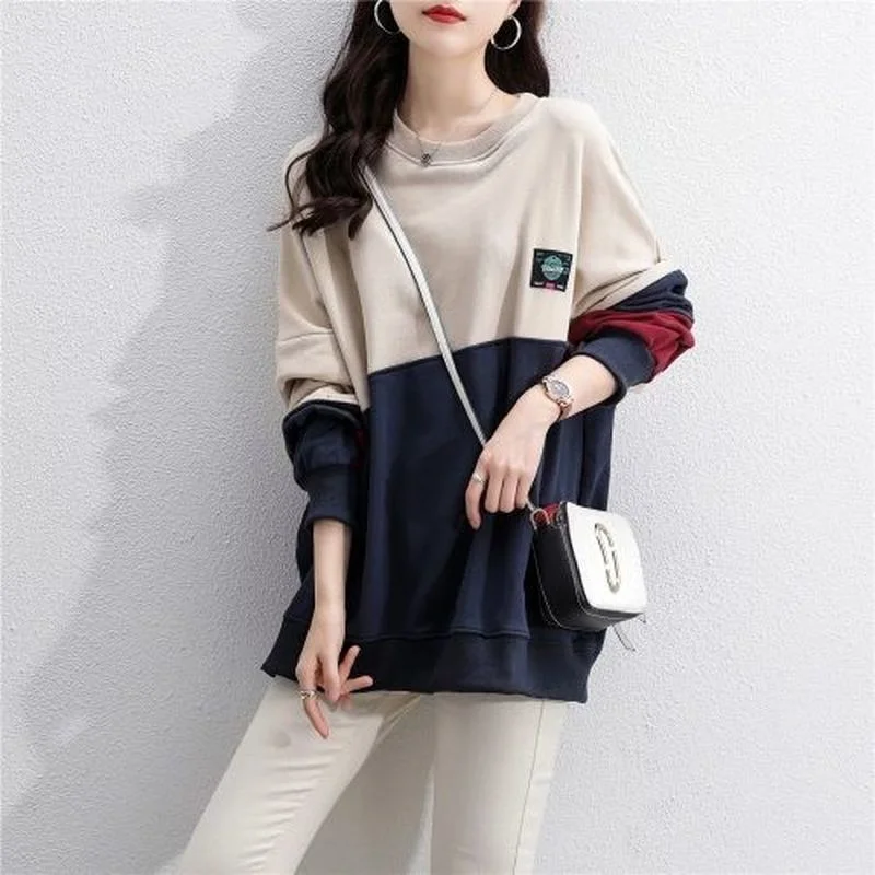 

Женская толстовка с длинным рукавом, свободного покроя, с круглым вырезом