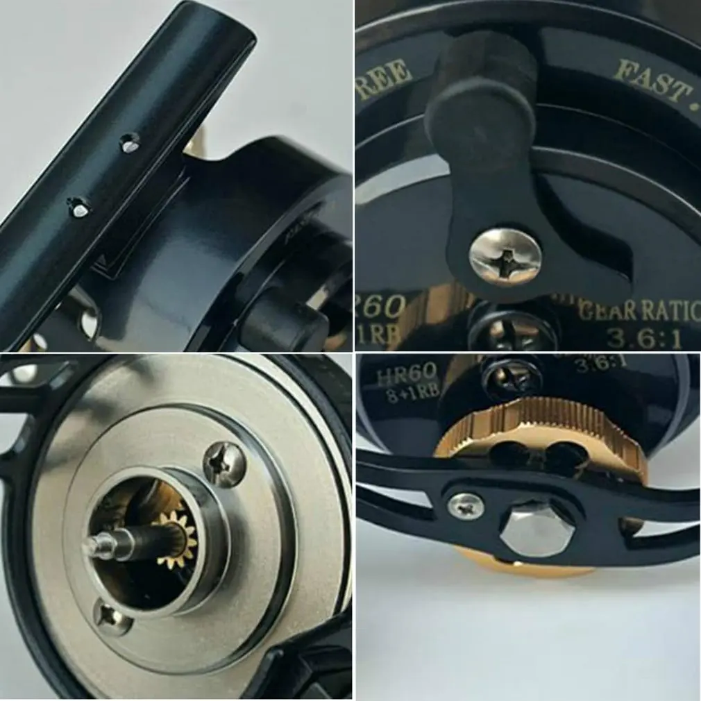 

Fishing 8+1 Axises Metal Raft Fishing Reel Anti-slip Left / Right Hand Handle Front Raft Wheel Winter Ice Fishing Supplies