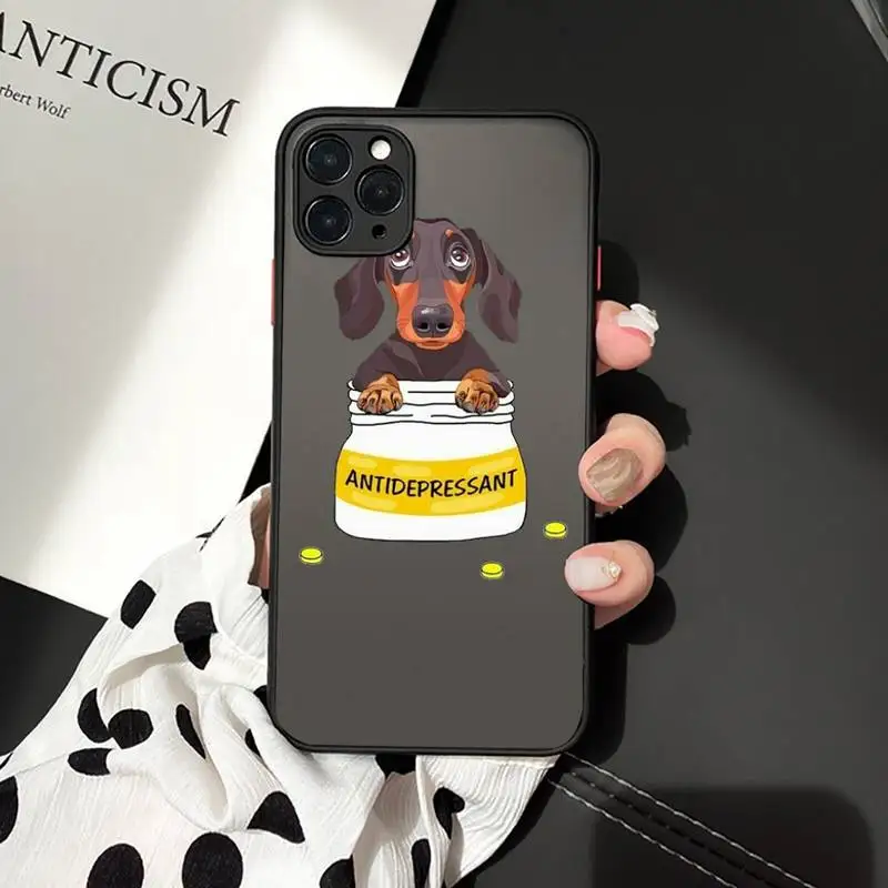 

cuteDachshund Silhouette Dog Phone Case matte transparent For iphone 7 8 11 12 plus mini x xs xr pro max cover
