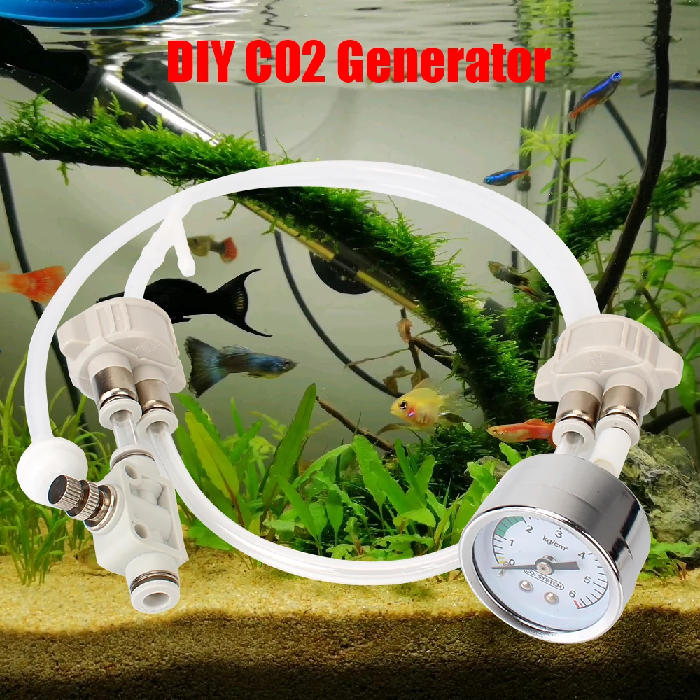 CO2 גנרטור מערכת ערכת עם לחץ אוויר זרימת מכשיר תוצרת בית CO2 DIY CO2 שסתום מפזר לאקווריום מים דשא