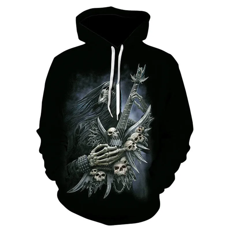 Худи с рисунком ангела 3D принт черепом мужская толстовка капюшоном 2019 модная