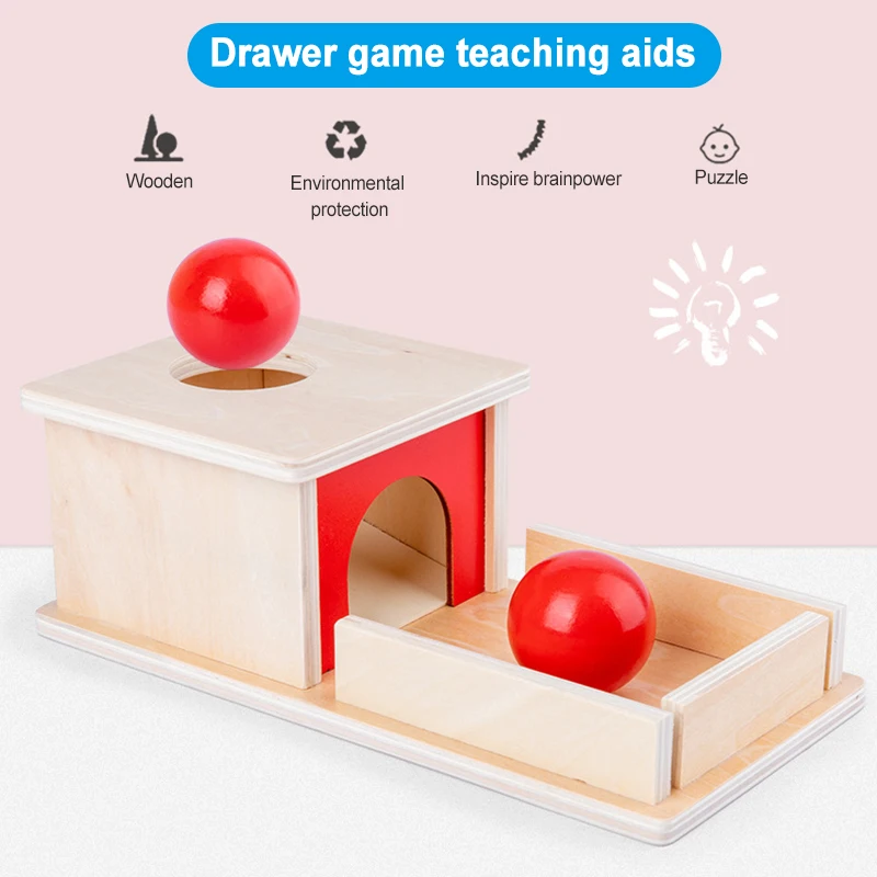 

Sensorial Educational Toy Object Permanence Box with Tray and Ball Matching Game Kids Family Preschool Toddler Training