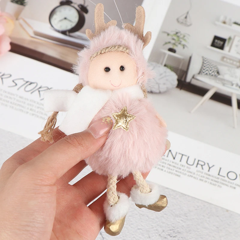 1 шт. рождественские милые украшения розовый белый шелк плюшевая подвесная