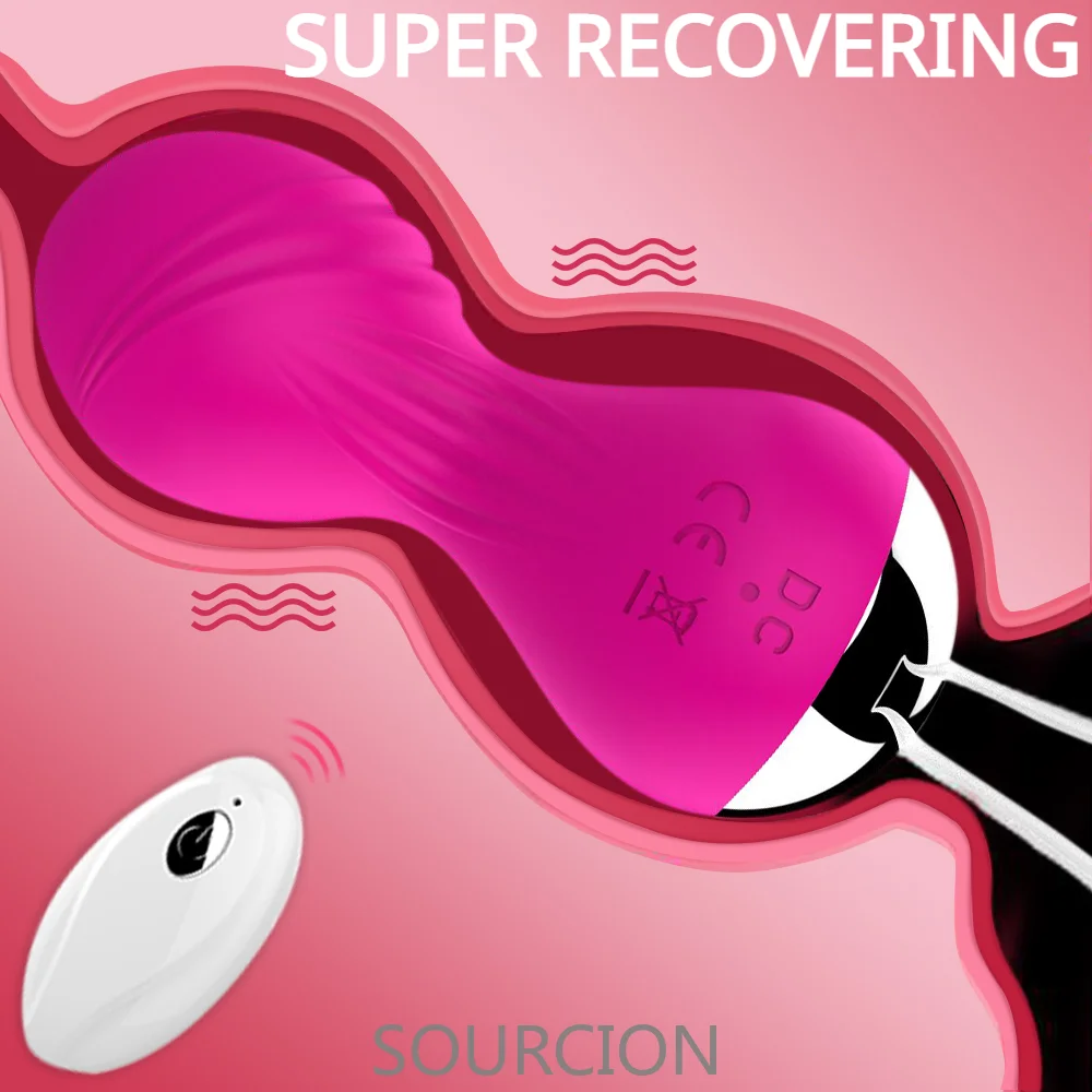 

SOURCION Remote Kegel Ball Shrink Pelvic Floor Muscle Rechargeable Silicone Vagina Dumbbell G-spot Vibrator Female Sex Toys