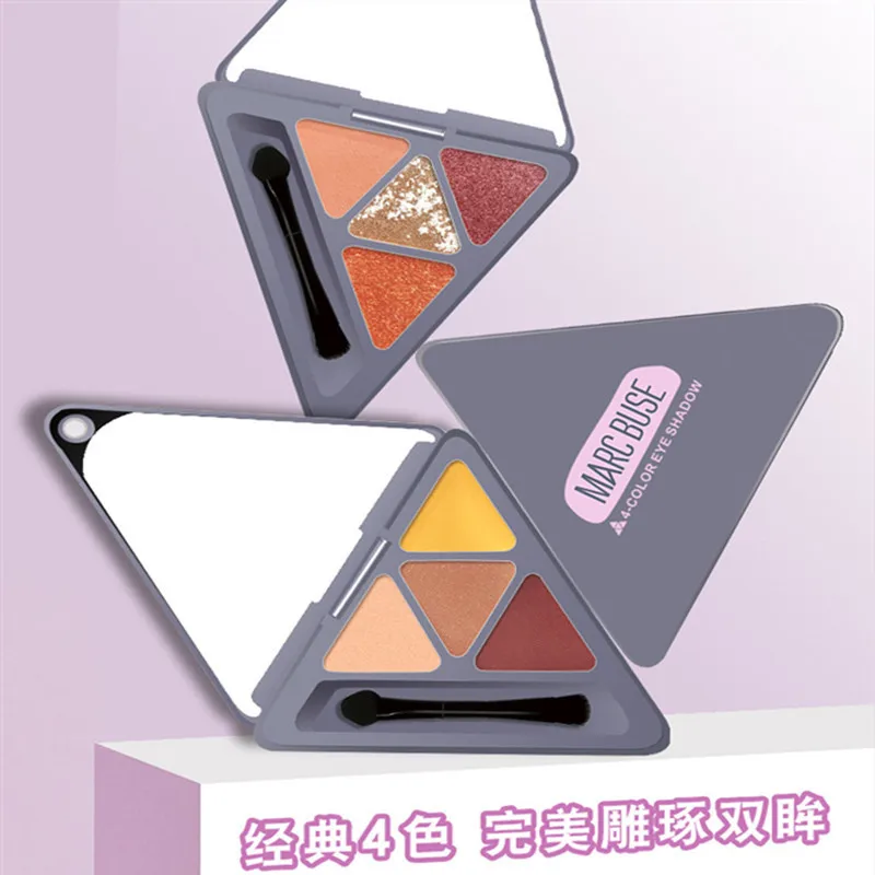 Треугольные тени для век четырех цветов компактная розовая тыква оранжевый