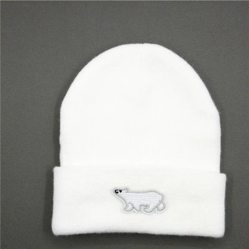 LDSLYJR плотная вязаная шапка с животным медведем вышивкой зимняя теплая шапочки