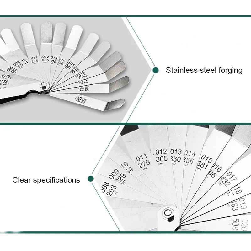 

Feeler Gauge Set 16Pcs Stainless Steel Foldable Feeler Gauges Measuring Tools THIN889
