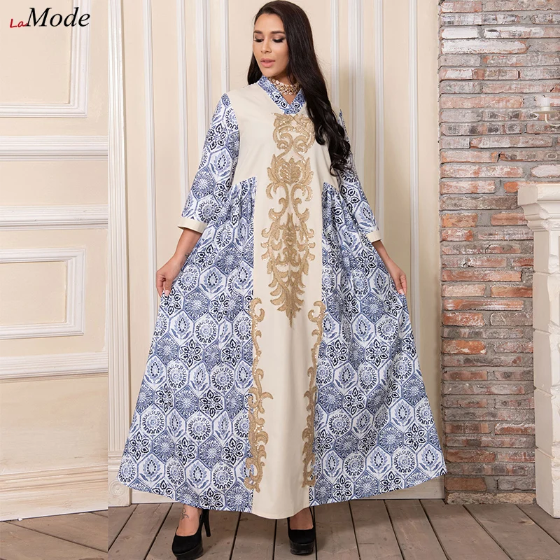 

Женское платье-абайя с вышивкой, винтажное этническое платье с блестками, кафтан, мусульманский, Средний Восток, арабский Оман, кафтан, маро...